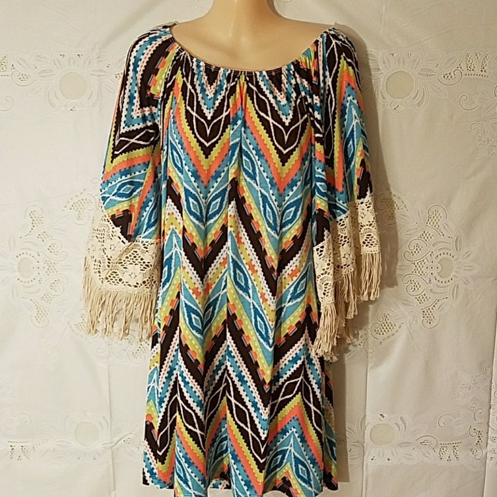 Chevron Dress On/Off Shoulder